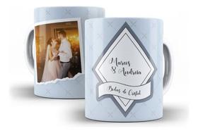 Caneca Cerâmica Bodas Cristal Nome Foto Casal Casamento 7183 - Los Kanequeiros