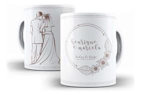 Caneca Cerâmica Bodas Trigo Desenho Delicado Nome Casal 7222