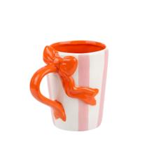 Caneca ceramica branca rosa laço vermelho 11cm florarte Caneca ceramica branca rosa laço vermelho 11cm florarte