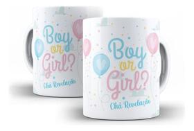Caneca Cerâmica Chá Revelação Boy Girl Festa Desenho 10653
