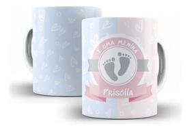 Caneca Cerâmica Chá Revelação Menina Personalizado 6399