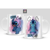 Caneca Cerâmica Com Café Sem Café Stitch meme 325ml (Porcelana)