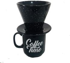 Caneca Cerâmica Com Coador Coffee Time 300ml
