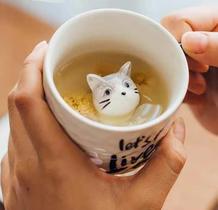 Caneca Cerâmica Com Gato Fofo 3d Xícara Café Leite Chá Caneca Cerâmica Com Gato Fofo 3d Xícara Café Leite Chá