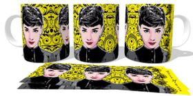 Caneca Cerâmica copo Audrey Hepburn amarelo