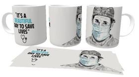 Caneca Cerâmica copo Grey's Anatomy beautiful day save