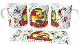 Caneca Cerâmica copo Pica Pau bolinhas