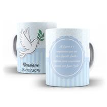 Caneca Cerâmica Crisma Católica Com Nome e Frase Menino Azul Presente 02322