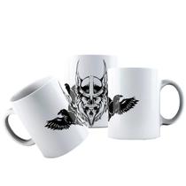 Caneca Cerâmica Deus Nórdico Odin Corvos Hugin Munin Vikings