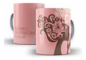 Caneca Cerâmica Dia Da Mulher Desenho Presente Rosa 1154