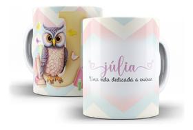 Caneca Cerâmica Dia Do Professor Coruja Nome Professora