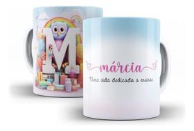 Caneca Cerâmica Dia Do Professor Coruja Nome Professora