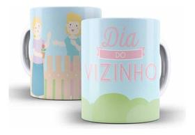 Caneca Cerâmica Dia Vizinho Presente Rosa Amizade 2629