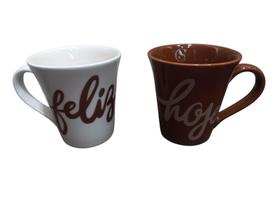 Caneca Cerâmica Feliz Hoje 325ml para Café Chá e Presente Criativo Caneca Cerâmica Feliz Hoje 325ml para Café Chá e Presente Criativo