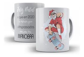 Caneca Cerâmica Feliz Natal Noel Skatista Manobras 2292