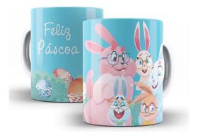 Caneca Cerâmica Feliz Páscoa Desenho Família Presente 3716