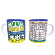 Caneca cerâmica Haaaaja Coração! azul e amarelo