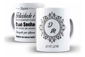 Caneca Cerâmica Lembrancinha Casamento Iniciais Frase 13