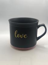 CANECA CERAMICA LOVE PRETO MATT/ROSA 660ml