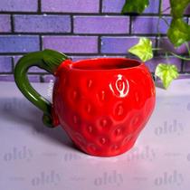 Caneca Cerâmica Morango Vermelho 300ml