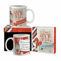 Caneca Cerâmica O Seu Amor Aquece Meu Coração 300ml Caneca Cerâmica O Seu Amor Aquece Meu Coração 300ml