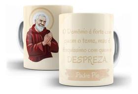 Caneca Cerâmica Padre Pio Frase Católica Presente 2084 - Los Kanequeiros