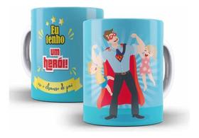 Caneca Cerâmica Pai Herói Presente Barato Dia Dos Pais 05162