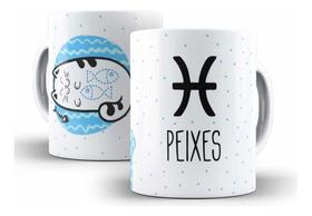 Caneca Cerâmica Peixe Signo Gato Fofinho Presente -11825