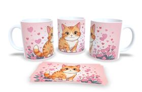 Caneca Cerâmica Personalizada Gato Gatinhos Laranja - Modelo 785036