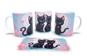 Caneca Cerâmica Personalizada Gato Gatinhos Preto - Modelo 785027