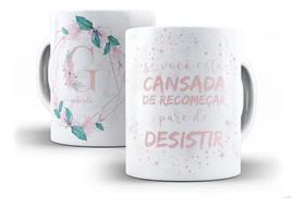 Caneca Cerâmica Personalizada Nome Com Flores