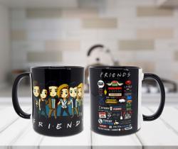 Caneca Cerâmica Preta Personalizado Seriado Friends