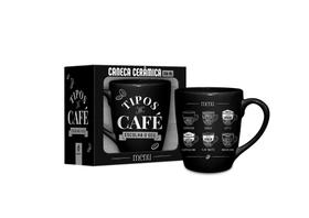Caneca ceramica prisma temas 350ml frases - tipos de cafe - Brasfoot Presentes