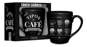 Caneca Ceramica Prisma Temas 350ml Frases - Tipos De Cafe