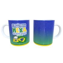 Caneca cerâmica Se não for pra gritar Hexa nem torço! azul