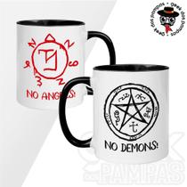 Caneca Cerâmica Série Supernatural Castiel Sam Dean Winchester Angels Demons