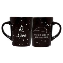 Caneca Cerâmica Signos Zodíaco Preta Presente 270Ml Leão