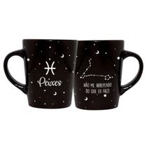Caneca Cerâmica Signos Zodíaco Preta Presente 270ml Peixes