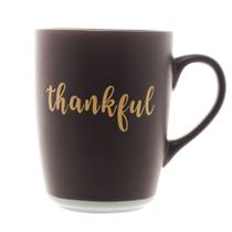 Caneca Cerâmica ThankFul Preto Matt/Azul 340ml