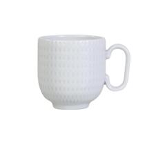 Caneca Chá Café Branca Relevo Geometric 366 ml Porcelana