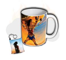 Caneca + Chaveiro Mulher Maravilha Wonder Woman Dc Hq