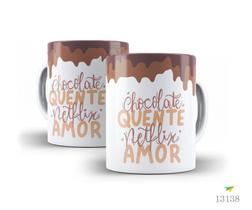 Caneca chocolate quente, netfleix, amor Caneca chocolate quente, netfleix, amor