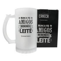 Caneca Chop Vidro Fosco Bebendo Leite 450Ml
