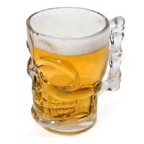 Caneca Chopp Cerveja Vidro Caveira Rock 510 Ml