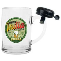 Caneca Chopp Cerveja Vidro Com Campainha 400Ml India Pale Ale Escura Sino