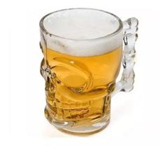 Caneca Chopp E Cerveja De Vidro Caveira Rock Style 510ml