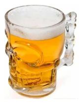Caneca Chopp E Cerveja De Vidro Caveira Rock Style 510ml