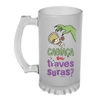 Caneca Chopp Vidro 475ml Bruxa também bebe cachaça