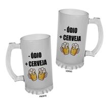 Caneca Chopp Vidro 475ml - Ódio + Cerveja Engraçadas