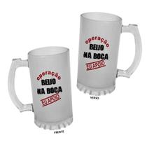 Caneca Chopp Vidro 475ml Operação Beijo Na Boca Eu Apoio